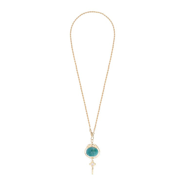 Watch Key Amazonite Long Necklace, 24k Gold-Plated