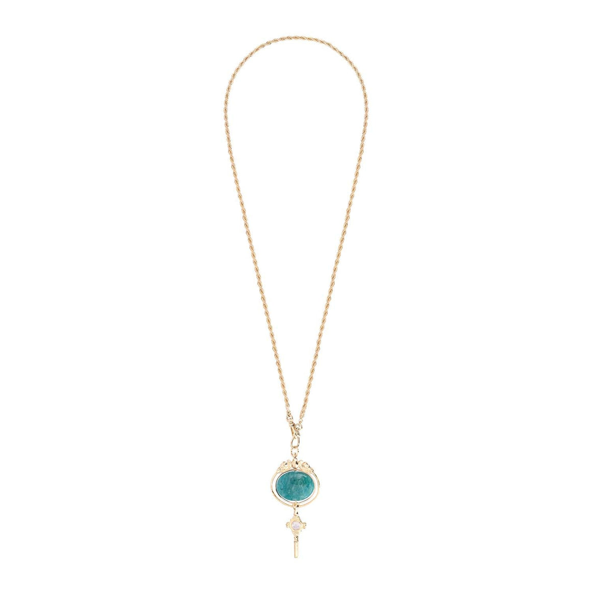 Watch Key Amazonite Long Necklace, 24k Gold-Plated