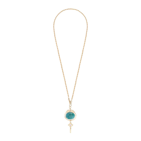 CLE DE MONTRE Sautoir Amazonite, doré 24 cts