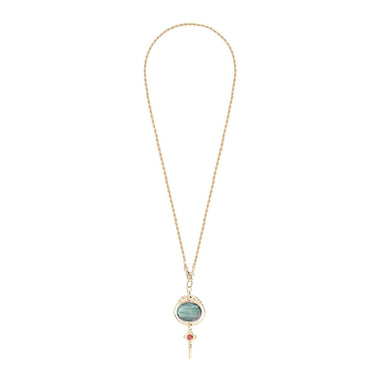 Watch Key Labradorite Long Necklace, 24k Gold-Plated