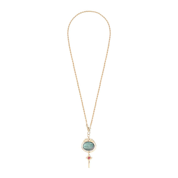 CLE DE MONTRE Sautoir Amazonite, doré 24 cts