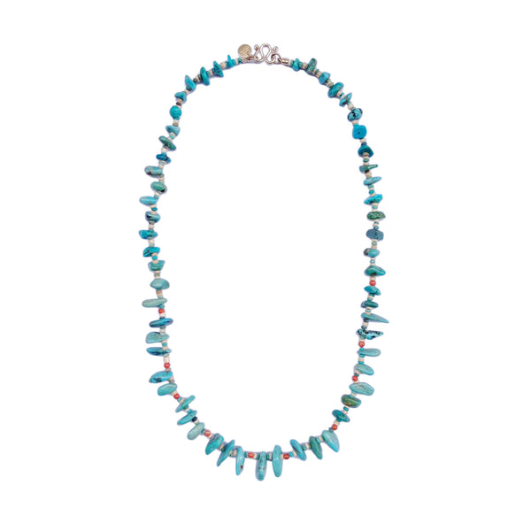 COMANCHE Collier Turquoise d'Arizona, Corail, Coquillages
