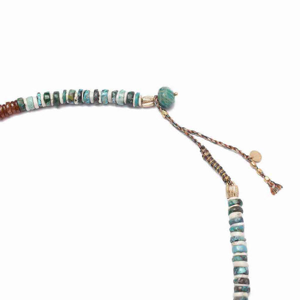 CONDOR Sautoir Chrysocolle Hessonite, Phoenix amazonite