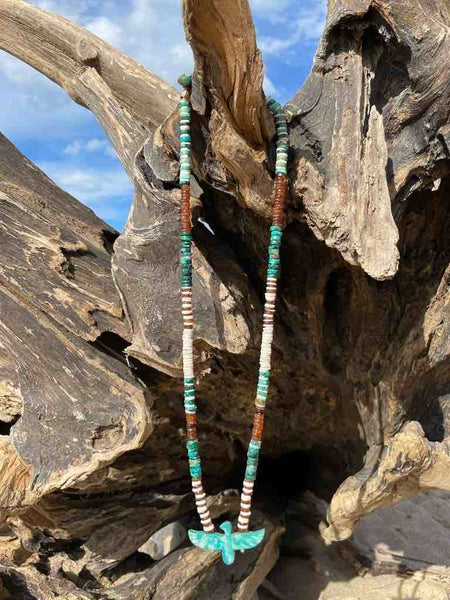 CONDOR Sautoir Chrysocolle Hessonite, Phoenix amazonite