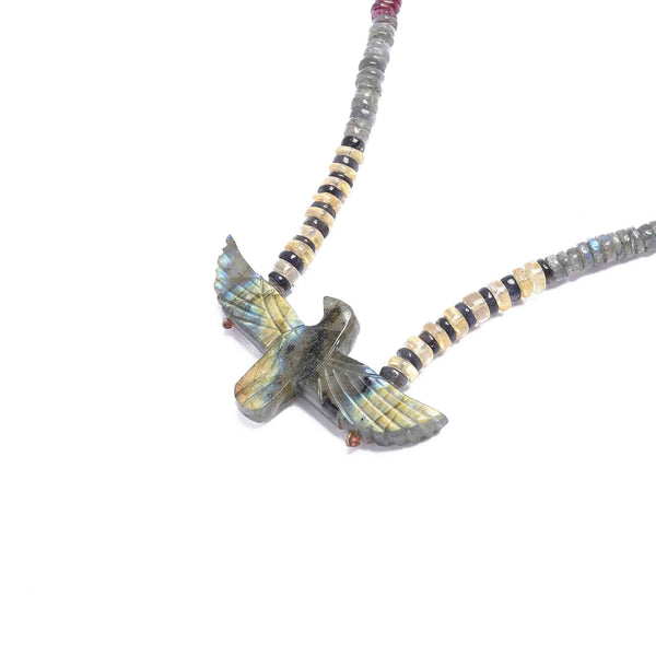 CONDOR Sautoir Grenat-Citrine, Phoenix Labradorite