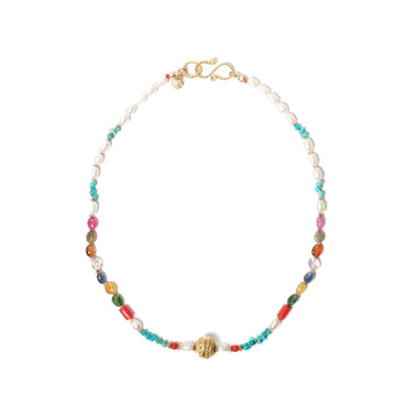 CELESTE Collier Précieux multi-pierres, Argent plaqué or 24 cts