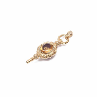 Charm Clé de montre ancienne, Améthyste - Citrine, doré 24 cts