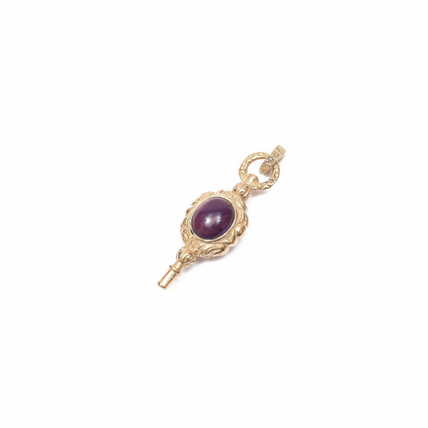 Charm Clé de montre ancienne, Améthyste - Citrine, doré 24 cts