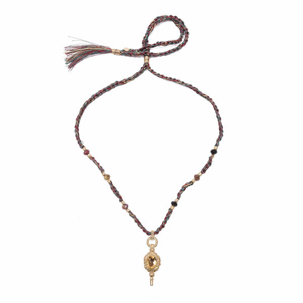 Charm Clé de montre ancienne, Améthyste - Citrine, doré 24 cts