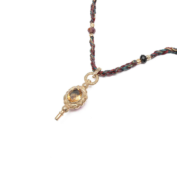 Charm Clé de montre ancienne, Améthyste - Citrine, doré 24 cts