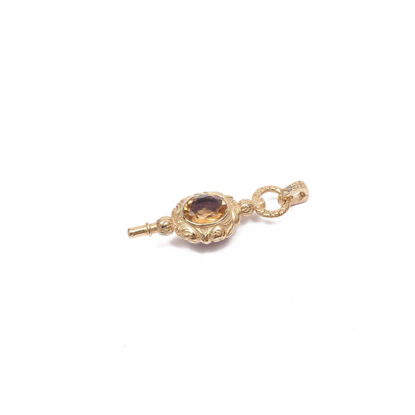 Charm Clé de montre ancienne, Améthyste - Citrine, doré 24 cts