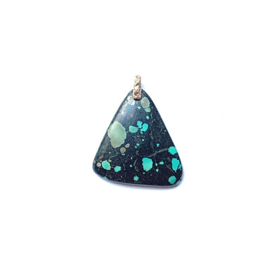 CHARM TURQUOISE Grand triangle, bélière diamant, argent 925 plaqué or