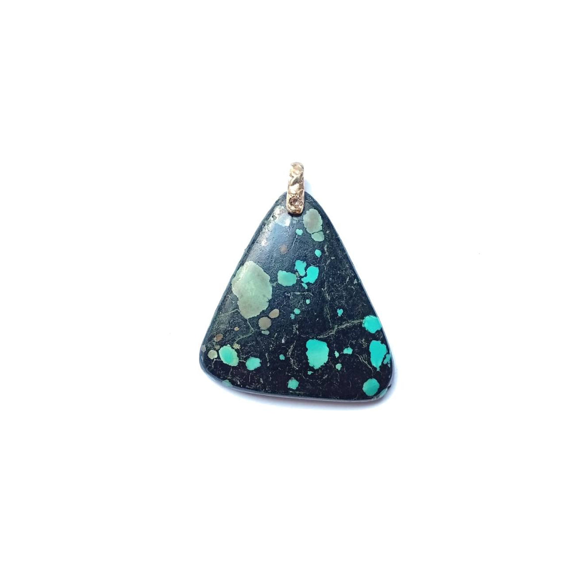 CHARM TURQUOISE Grand triangle, bélière diamant, argent 925 plaqué or