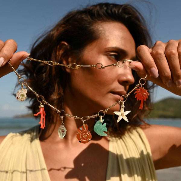 PORTOFINO Charm petit coquillage Moonstone, pierres multicolores