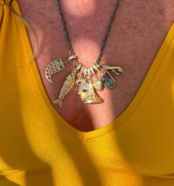 Cordon Pompon en soie multicolore pour charm's - bordeaux