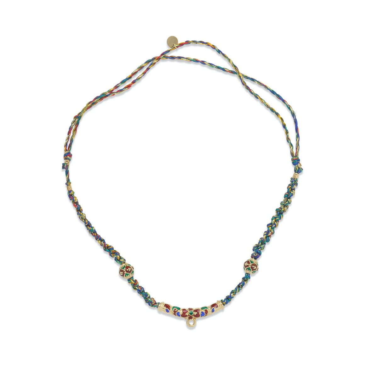 Cordon macramé pour Charm's Soie multicolore, perles émaillées