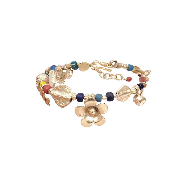 DAISY Bracelet multicolore Argent doré 24 cts