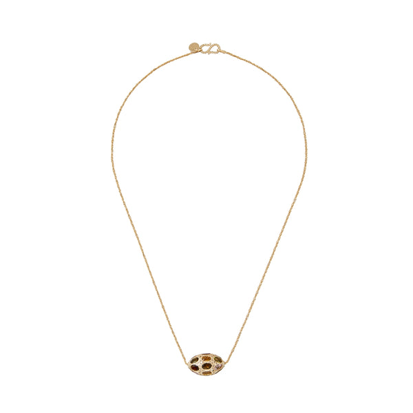 DENVER Collier perle Tourmalines et Diamants, Argent plaqué or 24 cts