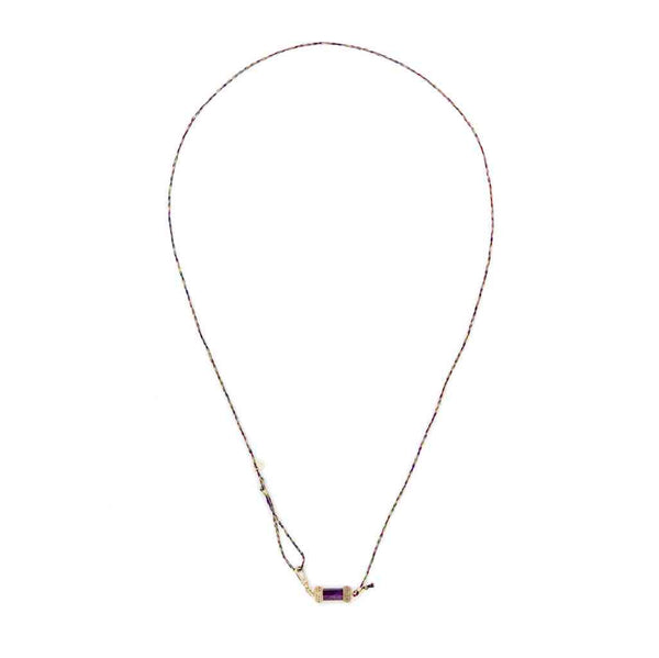 DEVA Bracelet multi-tours cordon de soie Améthyste