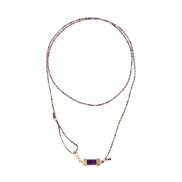 DEVA Bracelet multi-tours cordon de soie Améthyste