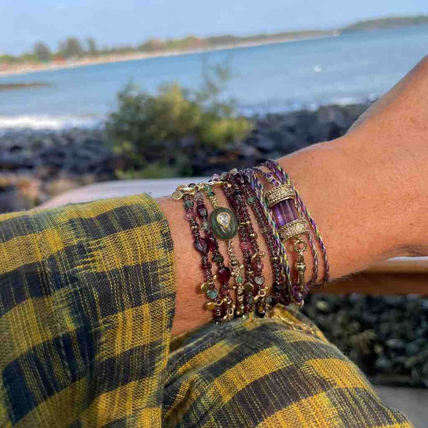 DEVA Bracelet multi-tours cordon de soie Améthyste