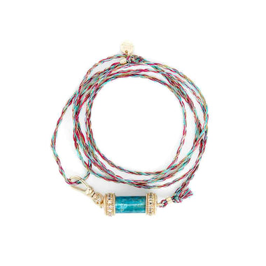 DEVA Bracelet multi-tours cordon de soie Chrysocolle
