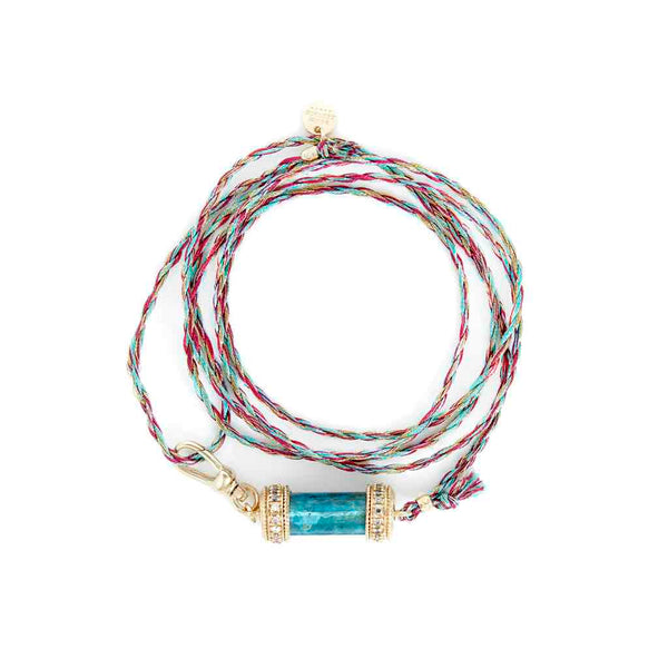 DEVA Bracelet multi-tours cordon de soie Chrysocolle