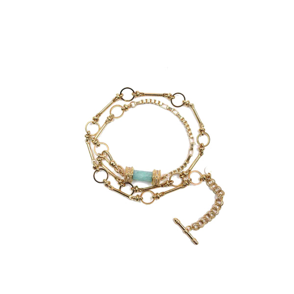DEVA Bracelet multi-tours et Collier Amazonite