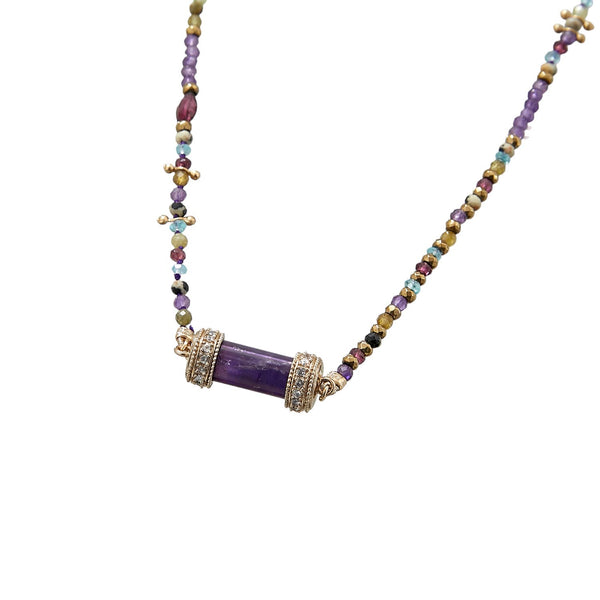 DEVA Collier Perlé Améthyste, Grenat, Apatite