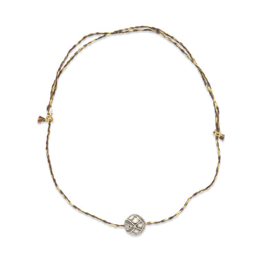 DIAMONDS EARTH Collier Multi Diamants, Argent patiné, cordon de soie