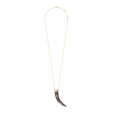 PHEBE Sautoir Corne naturelle sertie Citrine, Opale ou Grenat, doré 24 cts