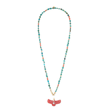 ADRIATICA Necklace for Charms, Turquoise, Genuine Coral, 24k Gold-Plated Sterling Silver