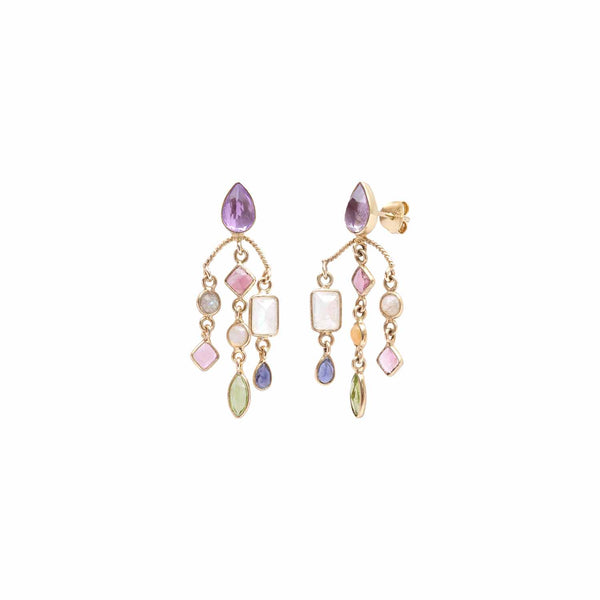 CANDIES Boucles d'oreilles Améthyste Opale Argent 925 plaqué Or