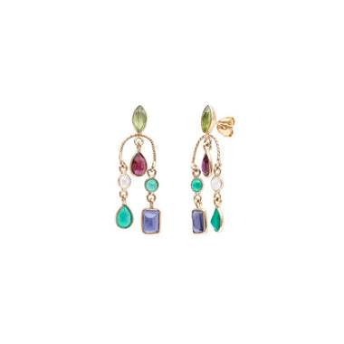 CANDIES Boucles d'oreilles Péridot Multi pierres Argent 925 plaqué Or