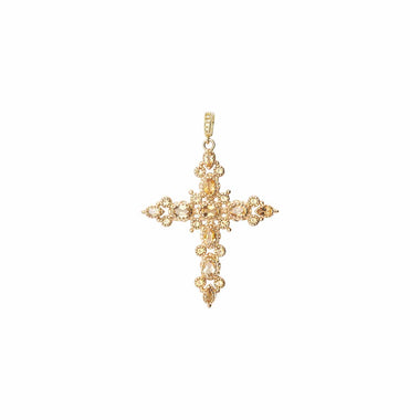 GRENADE Pendentif Croix Citrine doré à l'Or 24 cts 1 micron