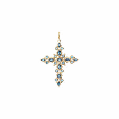 GRENADE Pendentif Croix Topaze "London", doré à l'Or 24 cts 1 micron