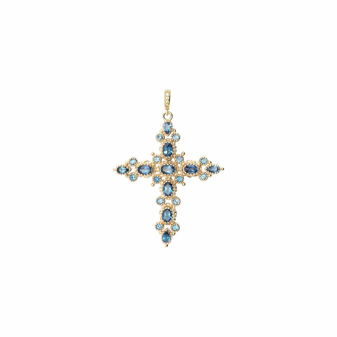 GRENADE Pendentif Croix Topaze "London", doré à l'Or 24 cts 1 micron