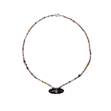 STONE TABEEZ Collier Talisman Obsidienne et Diamant