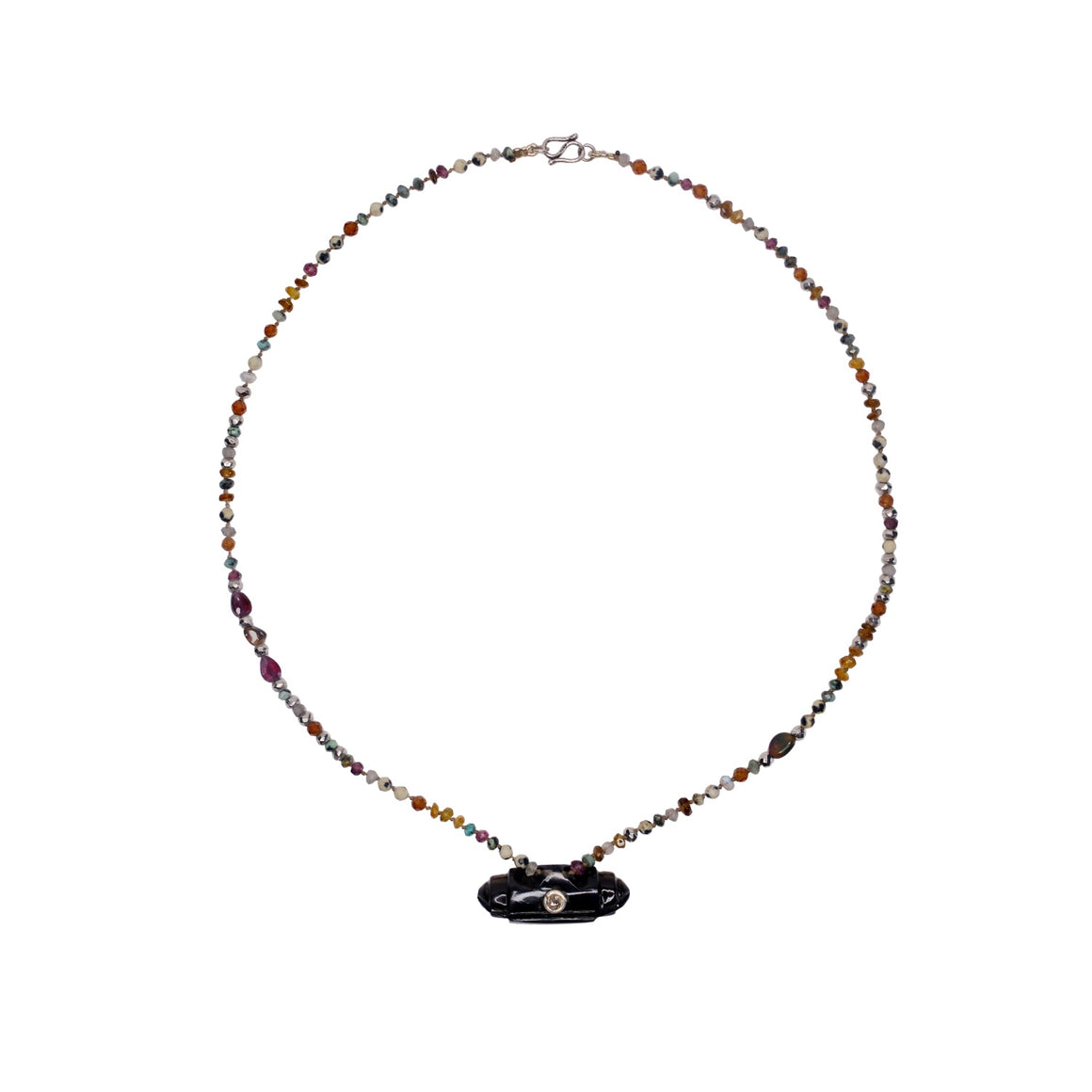 STONE TABEEZ Collier Talisman Obsidienne et Diamant