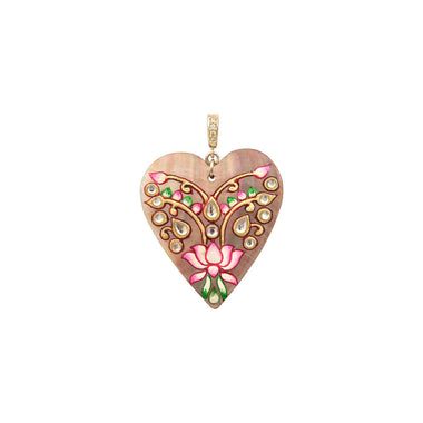 LOTUS Enameled Mother-of-Pearl Heart Charm