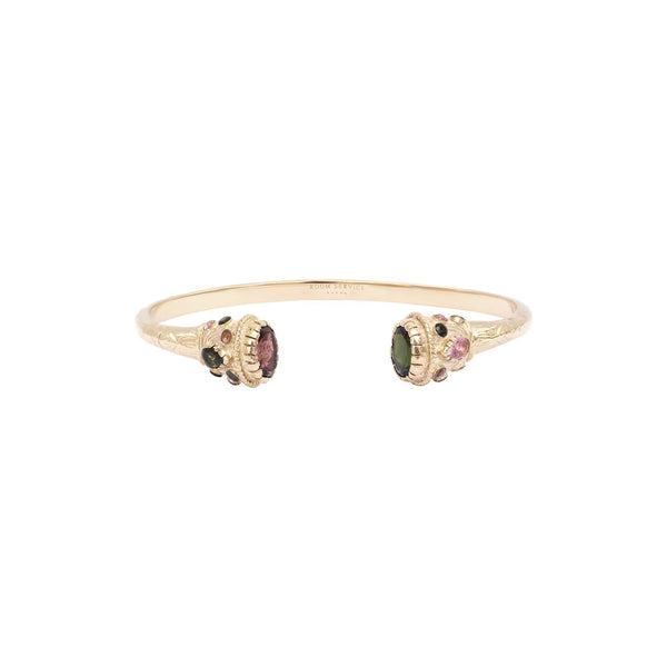 RAJAH Multicolored Tourmaline Bangle Bracelet – 24k Gold-Plated Silver