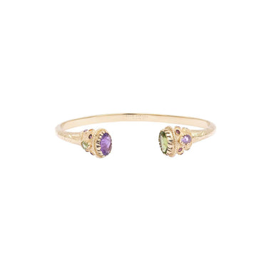 RAJAH Amethyst & Peridot Bangle Bracelet, 24k Gold-Plated