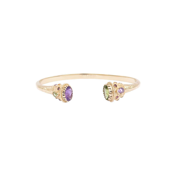 RAJAH Amethyst & Peridot Bangle Bracelet, 24k Gold-Plated