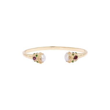 RAJAH Freshwater Pearl Bangle Bracelet – 24k Gold-Plated