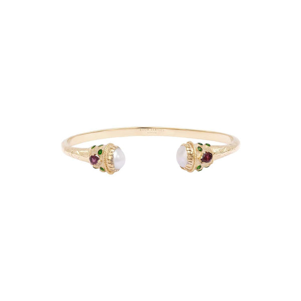 RAJAH Freshwater Pearl Bangle Bracelet – 24k Gold-Plated