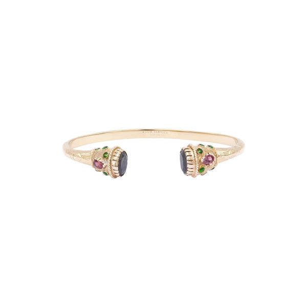 RAJAH Labradorite Bangle Bracelet – 24k Gold-Plated