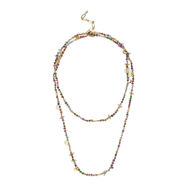JINGLEE Collier et bracelet Multitours Rainbow, doré 24 cts