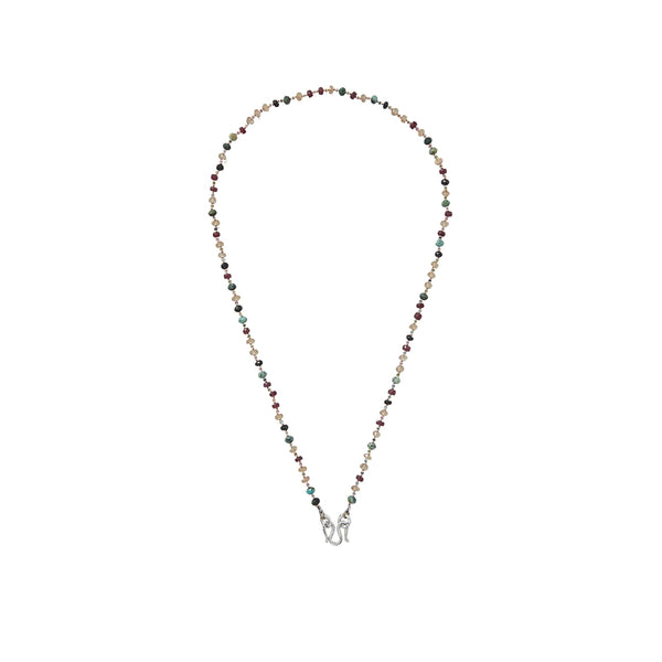 MAUPITI Chaîne perlée multi-pierres, Argent