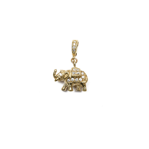 ELEPHANT Charm Diamants argent plaqué or 24 cts