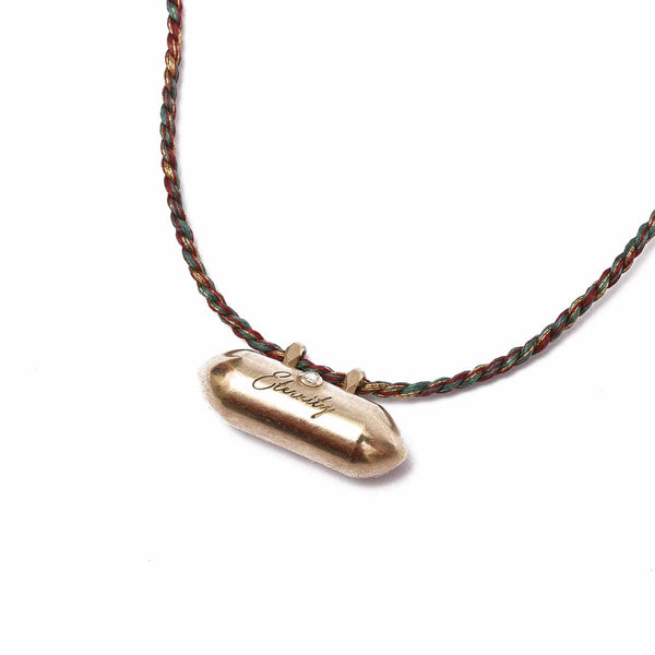 ETERNITY Collier Argent plaqué Or Diamants - cordon turquoise/rouge